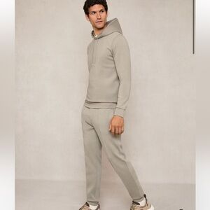 REISS Premium Interlock-Jersey Hoodie in Taupe + Joggers Set
